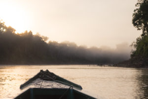 Pirogue sur le rio tembopata, Amazonie, pérou