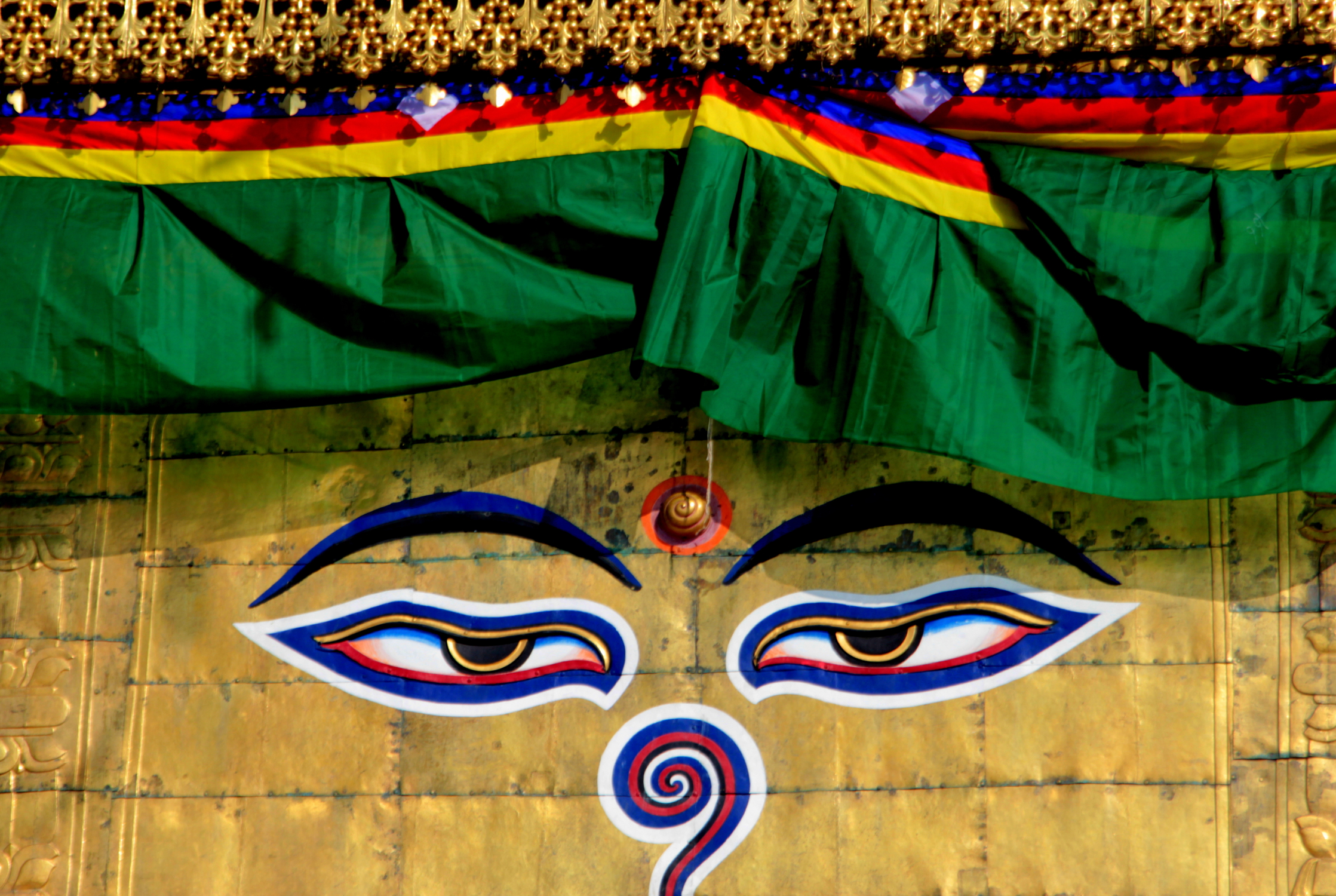 Yeux de Bouddhas à la stupa Swayanbhunath, Kathmandu, Népal