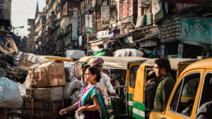 Rue bondée de Calcutta, Inde