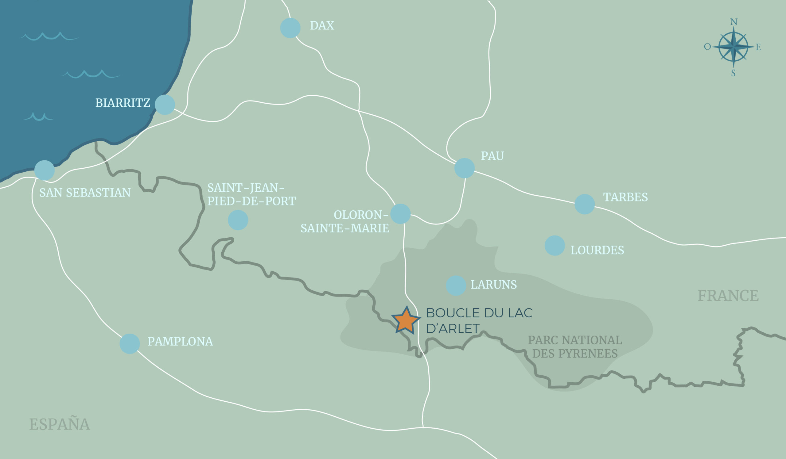 carte pyrenees localisation la boucle du lac d'Arlet